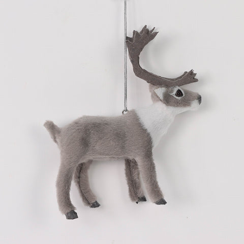 Christmas Silver Furry Elk Ornament