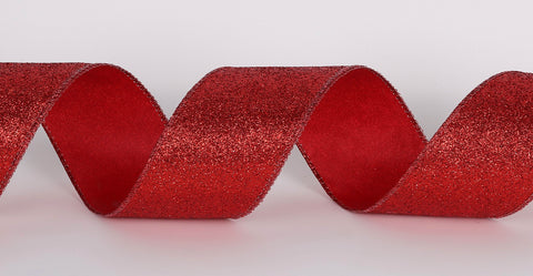 2.5"X10 Yds Red Glitter Ribbon