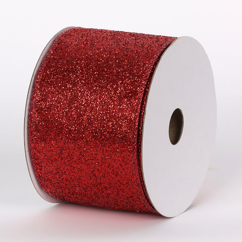 2.5"X10 Yds Red Glitter Ribbon