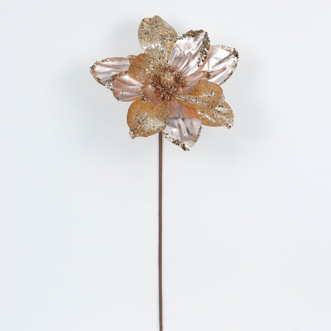 22 Cm Rose Gold Magnolia Faux Flower