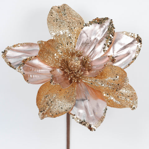 22 Cm Rose Gold Magnolia Faux Flower