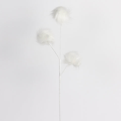 White Artificial Flower Pom Pom Christmas Pick - Holiday Décor