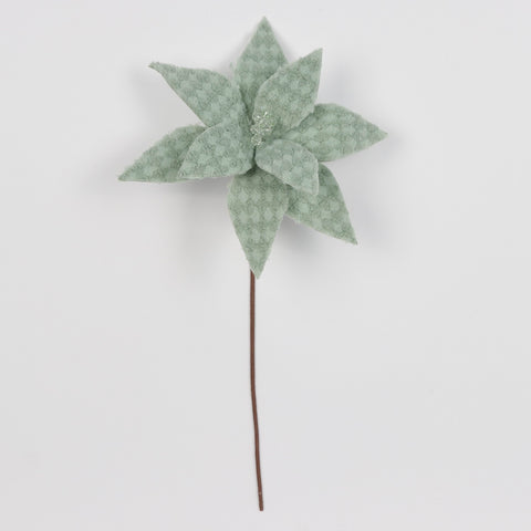 Blush Green Check Poinsettia Stem Pick Spray – Christmas Wreath and Garland Décor