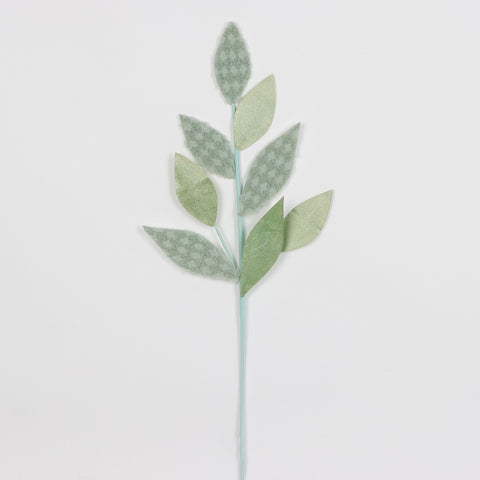 Green Christmas Fairy Floss Leaf Stem with Glitter Spray - Festive Decoration