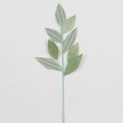 Mint Christmas Fairy Floss Leaf Stem with Glitter Spray – Christmas Floral Décor