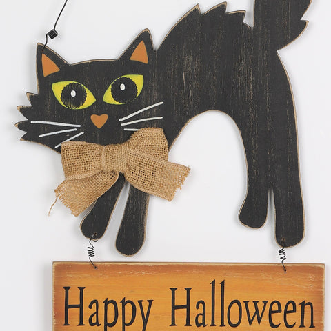14*10‘’ Happy Halloween Cat Mdf Wall Hanger Décor