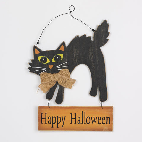 14*10‘’ Happy Halloween Cat Mdf Wall Hanger Décor
