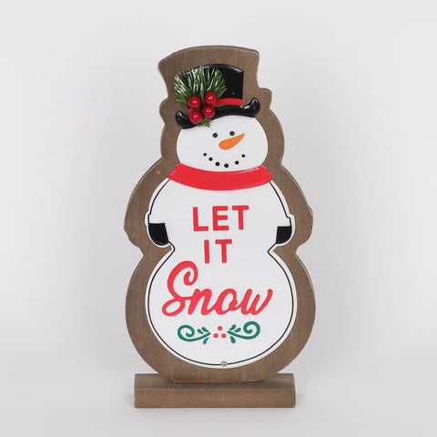 Wooden Let It Snow Snowman Sign