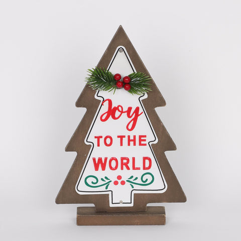 Wooden Joy to the World Christmas Tree Sign