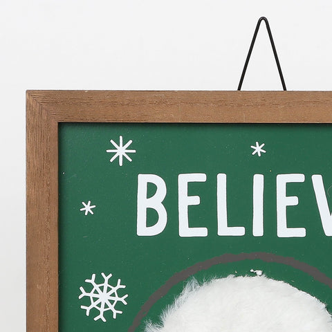 Christmas 10.5*0.5*13.0''Believe Sign Mdf W/Snowman Wall Hanger | Christmas Decor | Festive Holiday Decoration
