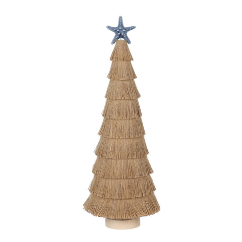 Christmas Coastal Tree Tabletop Décor with Starfish Blue Accents