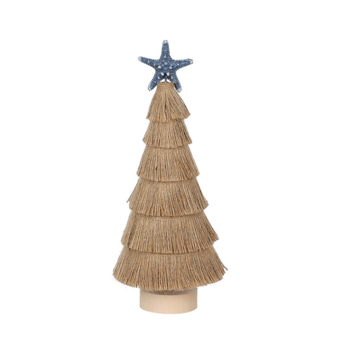 Christmas Coastal Tree Tabletop Décor with Starfish Blue Accents