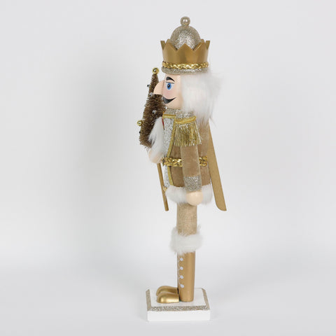 15" Champagne Nutcracker With Tree:Gold:Medium (9" - 11")