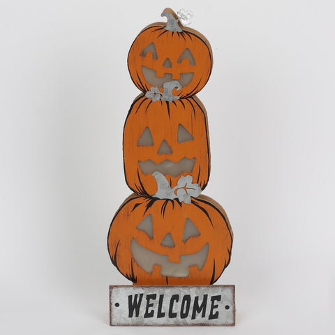 Halloween Welcome Stacked Pumpkin Ghost Décor