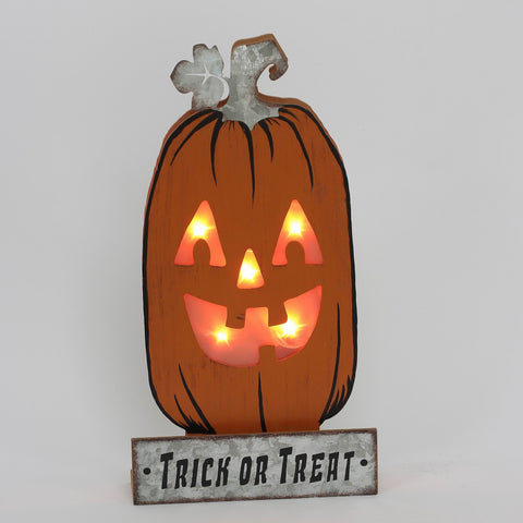 6.25*1.75*12‘’ Halloween Trick Or Treat Iron Pumpkin Décor