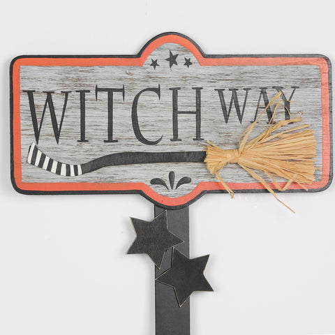 13.12*0.125*35.75'' Halloween Witch Way Mdf Décor