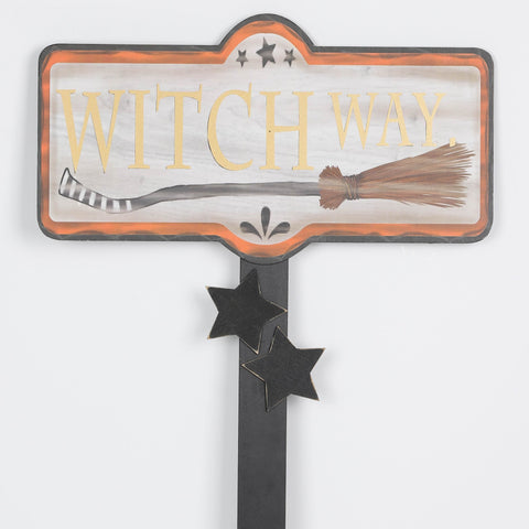 13.12*0.125*35.75''Halloween Witch Way Mdf Décor