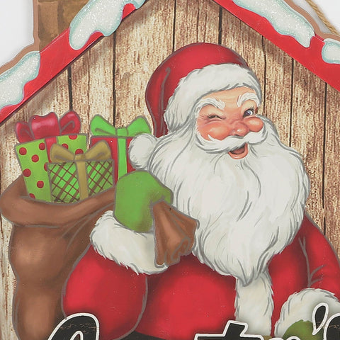 Christmas 13.5*0.25*15.5''  Mdf Santa'S Workshop Sign Wall Hanger | Christmas Decor | Festive Holiday Decoration