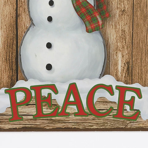 Christmas 13.25*0.25*15.75'' Mdf Peace Sign W/Snowman Wall Hanger | Christmas Decor | Festive Holiday Decoration