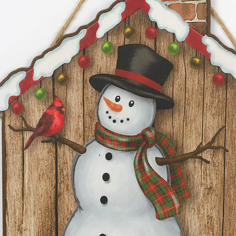 Christmas 13.25*0.25*15.75'' Mdf Peace Sign W/Snowman Wall Hanger | Christmas Decor | Festive Holiday Decoration