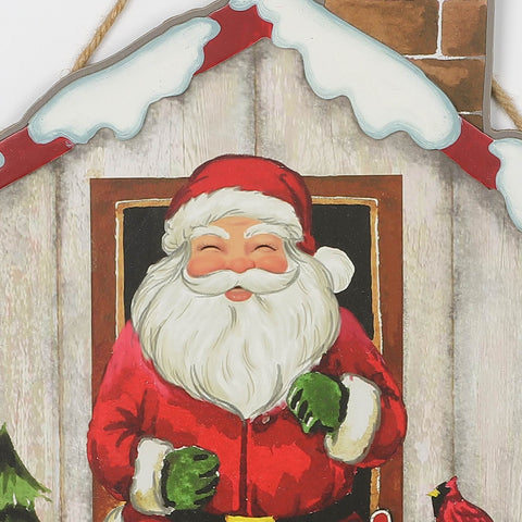 Christmas 13.25*0.25*15.625''Santa In Front House Happy Holidays Wall Hanger | Christmas Decor | Festive Holiday Decoration