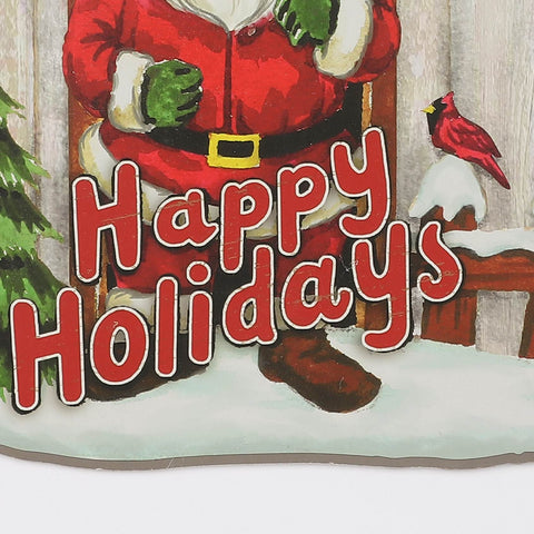 Christmas 13.25*0.25*15.625''Santa In Front House Happy Holidays Wall Hanger | Christmas Decor | Festive Holiday Decoration
