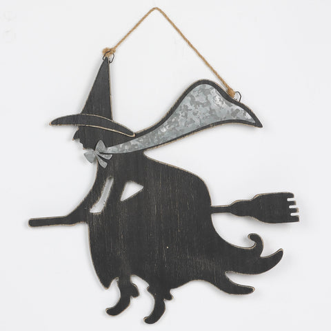 Halloween Witch on Broom Wall Hanger Décor