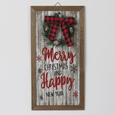 Christmas 9.0*0.375*17.75'' Mdf Merry Christmas&Happy New Year Sign Wall Décor | Christmas Decor | Festive Holiday Decoration