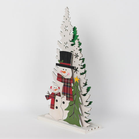 Christmas 10.625*4.0*19.25'' Snowman &Trees Décor | Christmas Decor | Festive Holiday Decoration