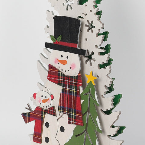 Christmas 10.625*4.0*19.25'' Snowman &Trees Décor | Christmas Decor | Festive Holiday Decoration