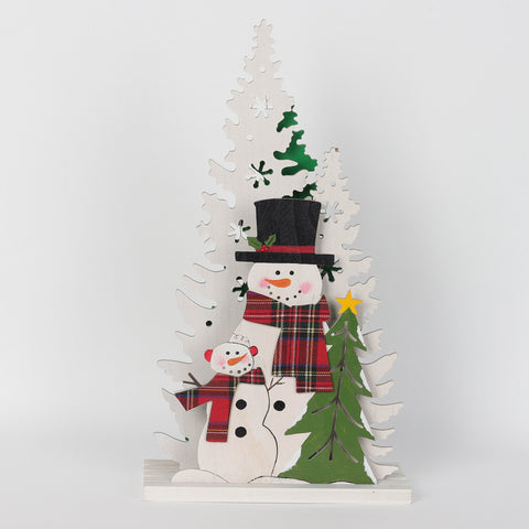 Christmas 10.625*4.0*19.25'' Snowman &Trees Décor | Christmas Decor | Festive Holiday Decoration