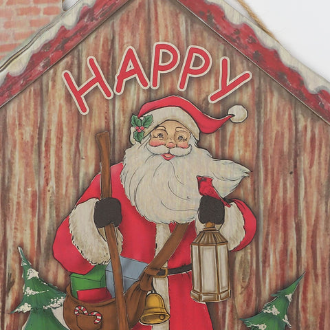 Christmas 14.5*0.375*18.0'' Mdf Happy Holidays Sign Wall Hanger W/Santa | Christmas Decor | Festive Holiday Decoration