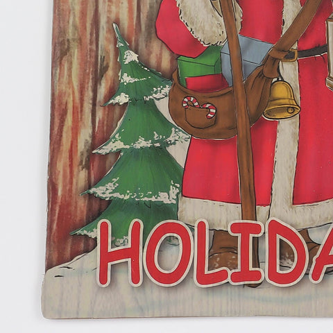 Christmas 14.5*0.375*18.0'' Mdf Happy Holidays Sign Wall Hanger W/Santa | Christmas Decor | Festive Holiday Decoration