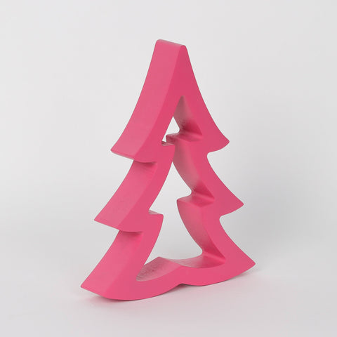 Christmas 5.875*1.125*7.625'' Pink Tree Décor | Christmas Decor | Festive Holiday Decoration