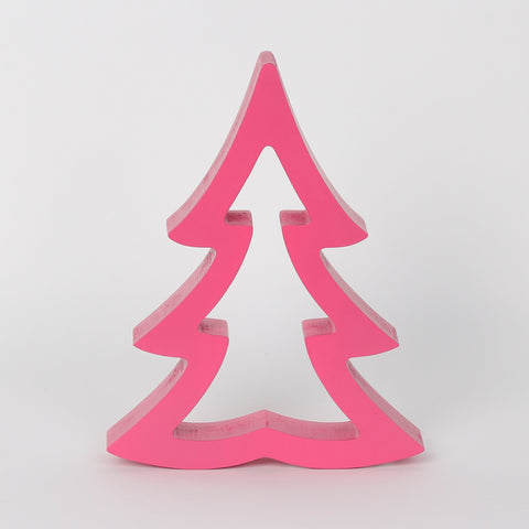 Christmas 5.875*1.125*7.625'' Pink Tree Décor | Christmas Decor | Festive Holiday Decoration