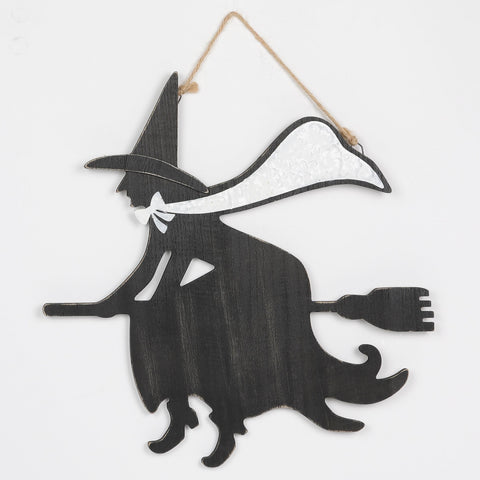 Halloween Witch on Broom Wall Hanger Décor