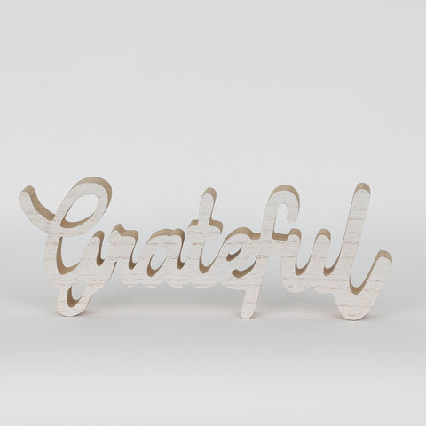 Harvest White Grateful MDF Table Décor