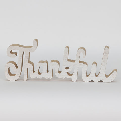 Harvest White Thankful MDF Table Décor