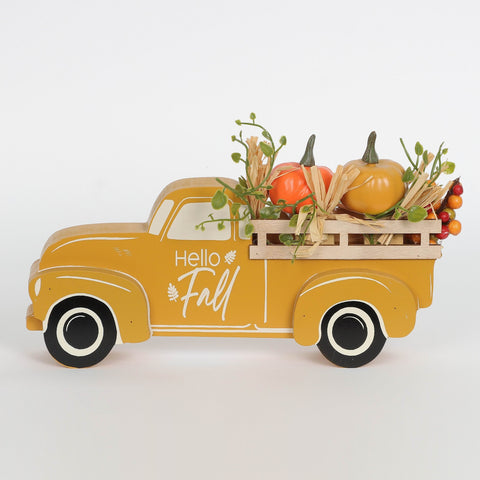 Harvest Yellow Hello Fall Car Décor with Pumpkin