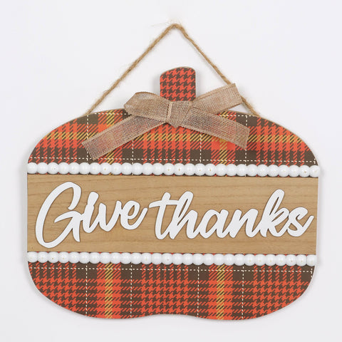 Harvest Give Thanks MDF Wall Hanger Décor