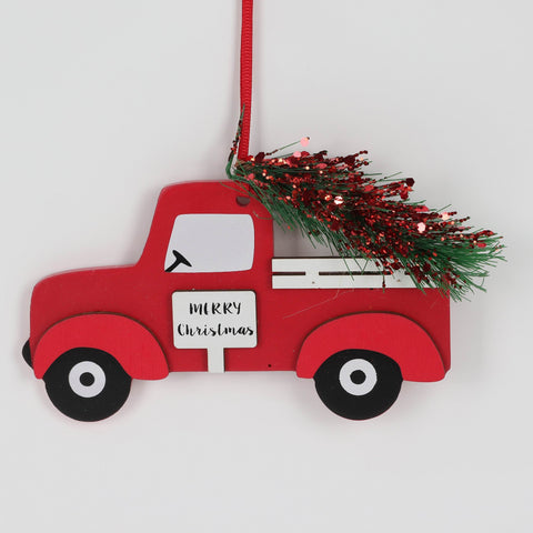 Christmas Red Truck with Tree Ornament