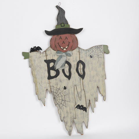 Halloween Boo Pumpkin Ghost Décor with Hat
