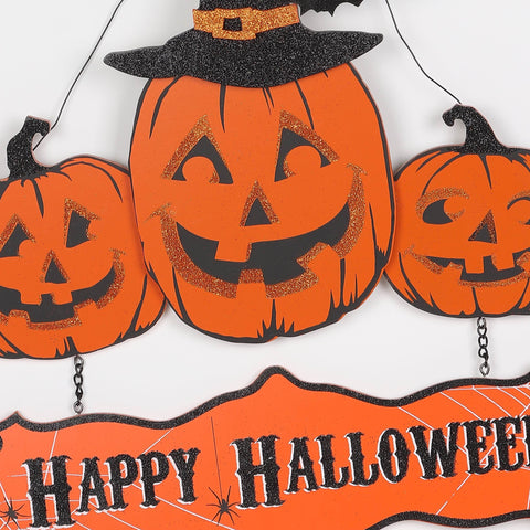 13.75*14.5*0.25‘’ Happy Halloween Pumpkin Ghost Wall Hanger Décor