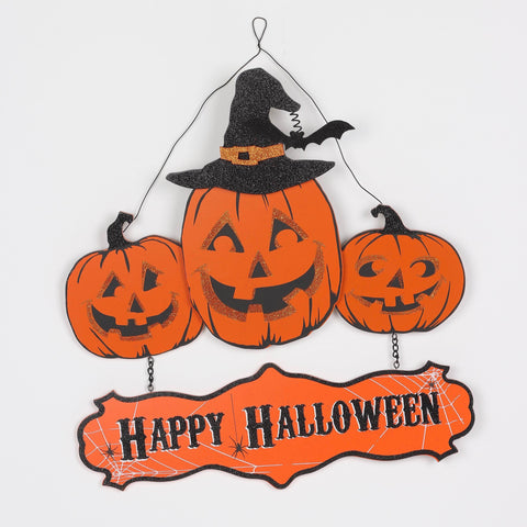 13.75*14.5*0.25‘’ Happy Halloween Pumpkin Ghost Wall Hanger Décor