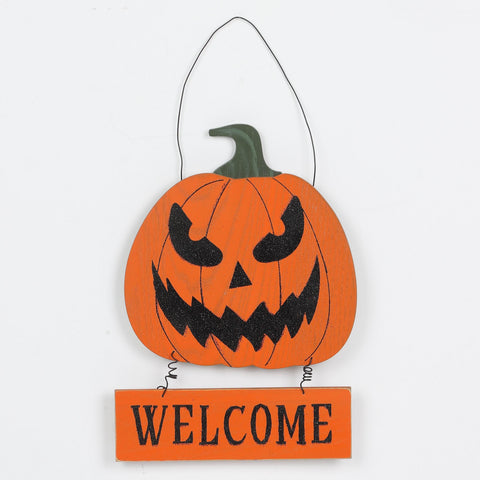 Halloween Welcome Pumpkin Wall Hanger Décor
