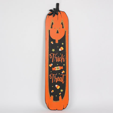 Halloween Trick Or Treat Pumpkin MDF Sign Décor with Glitter