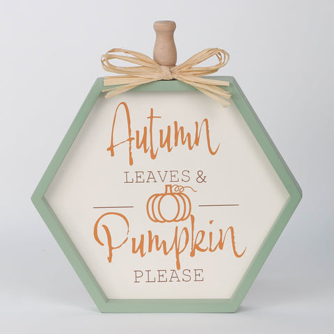 Harvest Autumn Leaves & Pumpkin MDF Table Décor