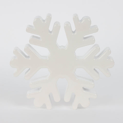 Dh Wooden White Snowflake Table Décor 6.5 In