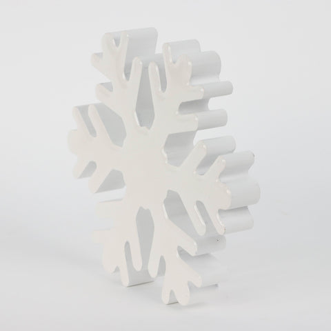 Dh Wooden White Snowflake Table Décor 6.5 In