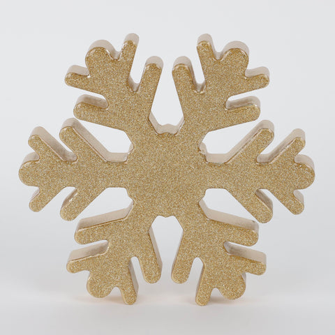 Dh Wooden Silver Snowflake Table Décor 6.5 In
